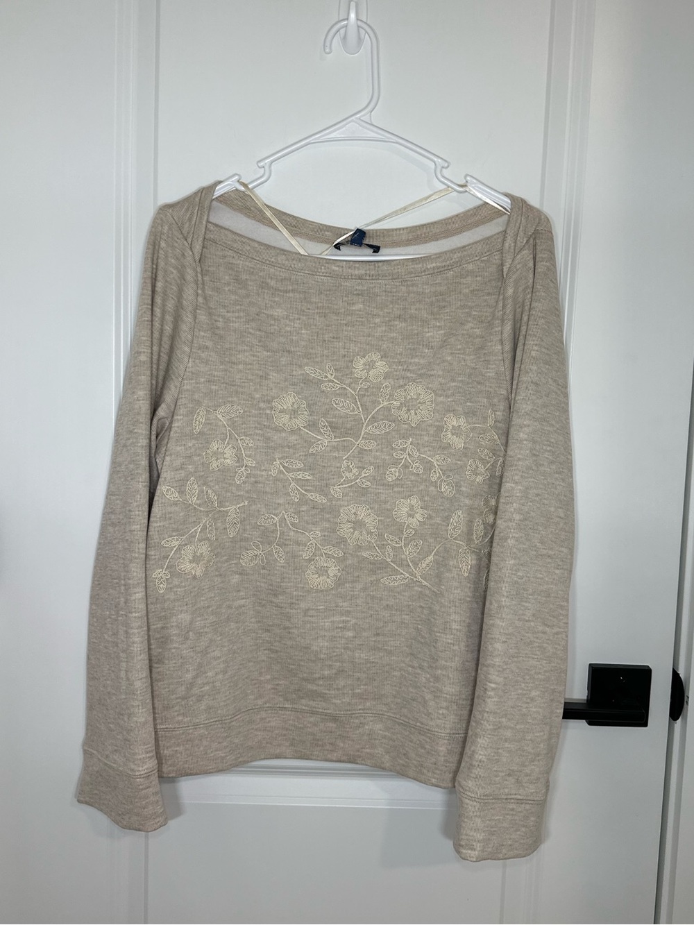 Democracy Floral Embroidered Off The Shoulder Long Sleeve Top